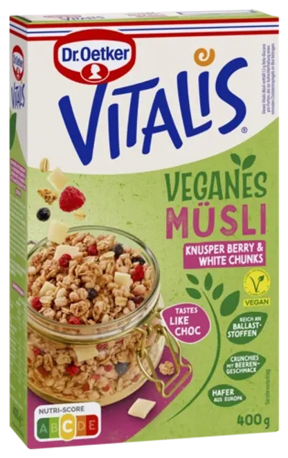 Dr. Oetker Vitalis Vegan Knusper Berry White Chunks