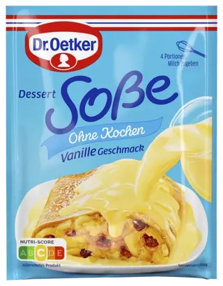 Dr. Oetker Dessert Soße Vanille Geschmack ohne Kochen