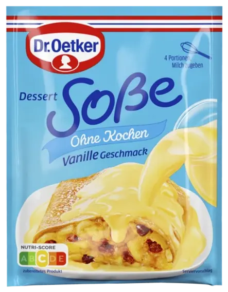 Dr. Oetker Dessert Soße Vanille Geschmack ohne Kochen