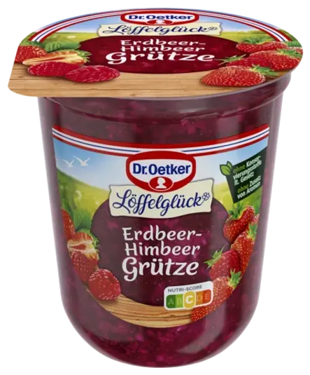 Dr. Oetker Erdbeer-Himbeer-Grütze (aus dem Kühlregal) (oder Grütze nach Wahl)