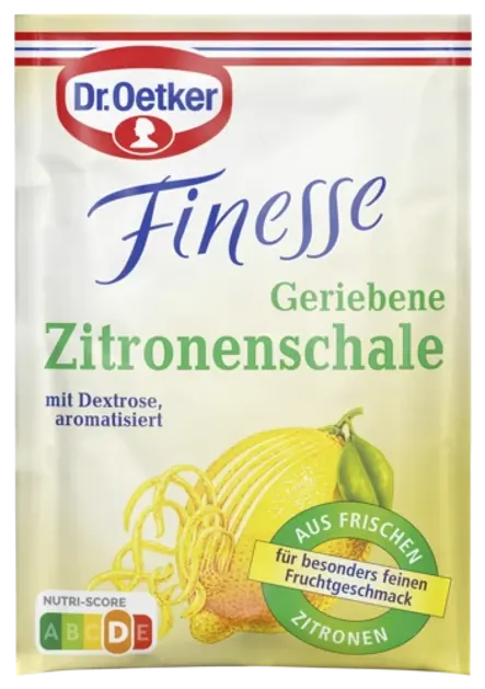 Dr. Oetker Finesse Geriebene Zitronenschale oder abgeriebene Schale von 1 Zitrone