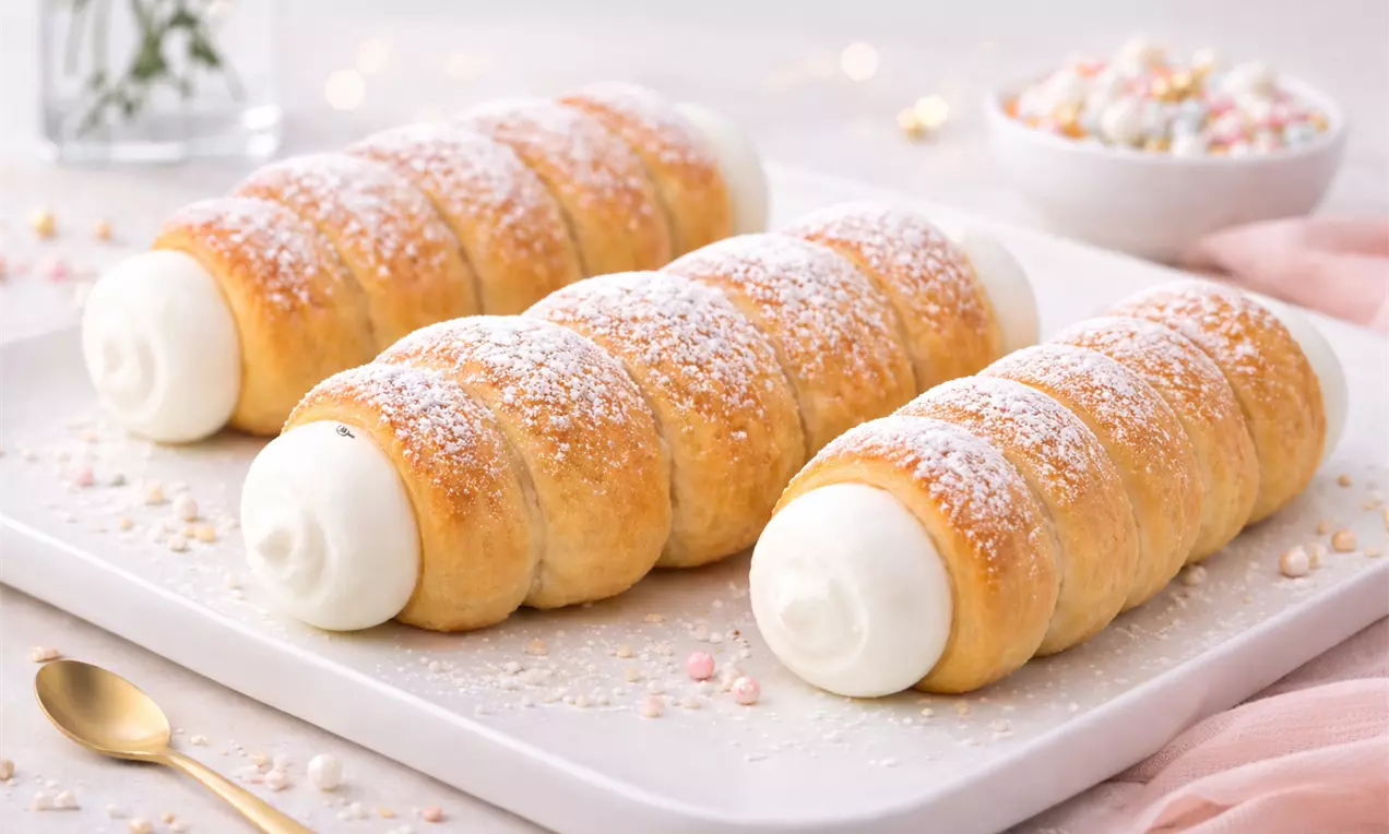 Knusprige Vollkornschaumrollen! Einfach Dinkelvollkornmehl & Schlagschaum mixen. Jetzt backen und frisch gefüllt servieren!